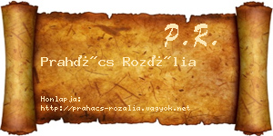 Prahács Rozália névjegykártya